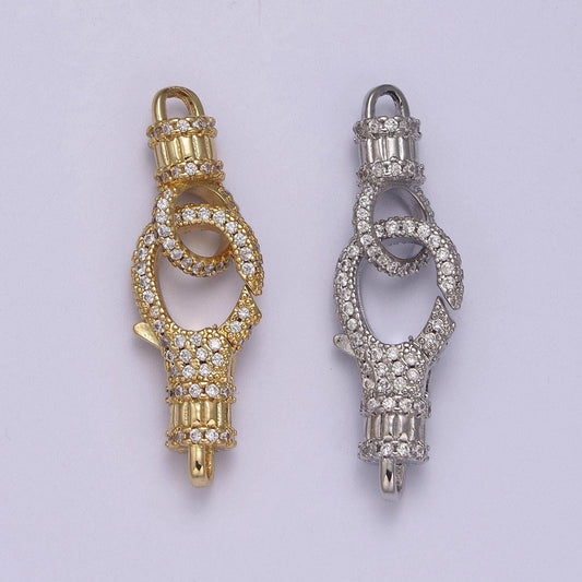 Wholesale clear micro pave cz lobster claw clasps gold with clear cz silver parrot clasp for necklace bracelet enhancer k-756