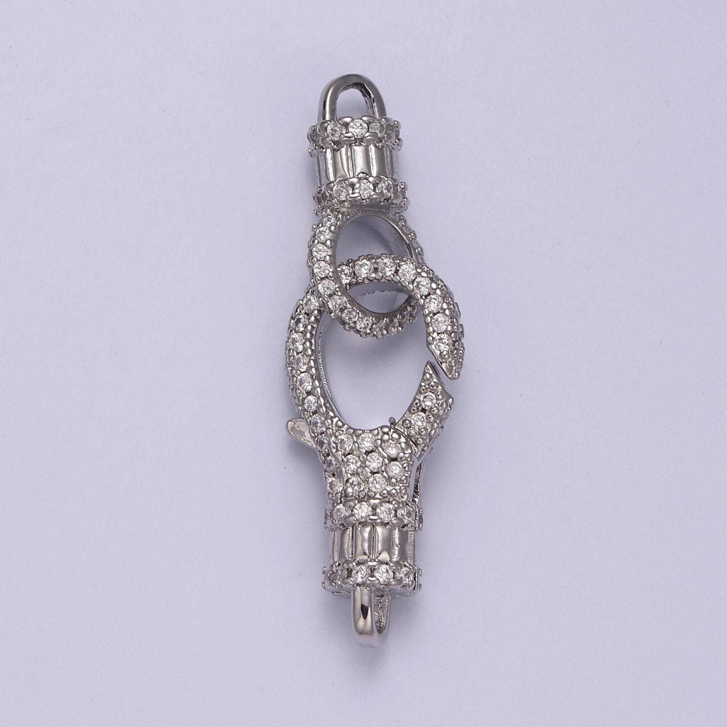 Wholesale clear micro pave cz lobster claw clasps gold with clear cz silver parrot clasp for necklace bracelet enhancer k-756
