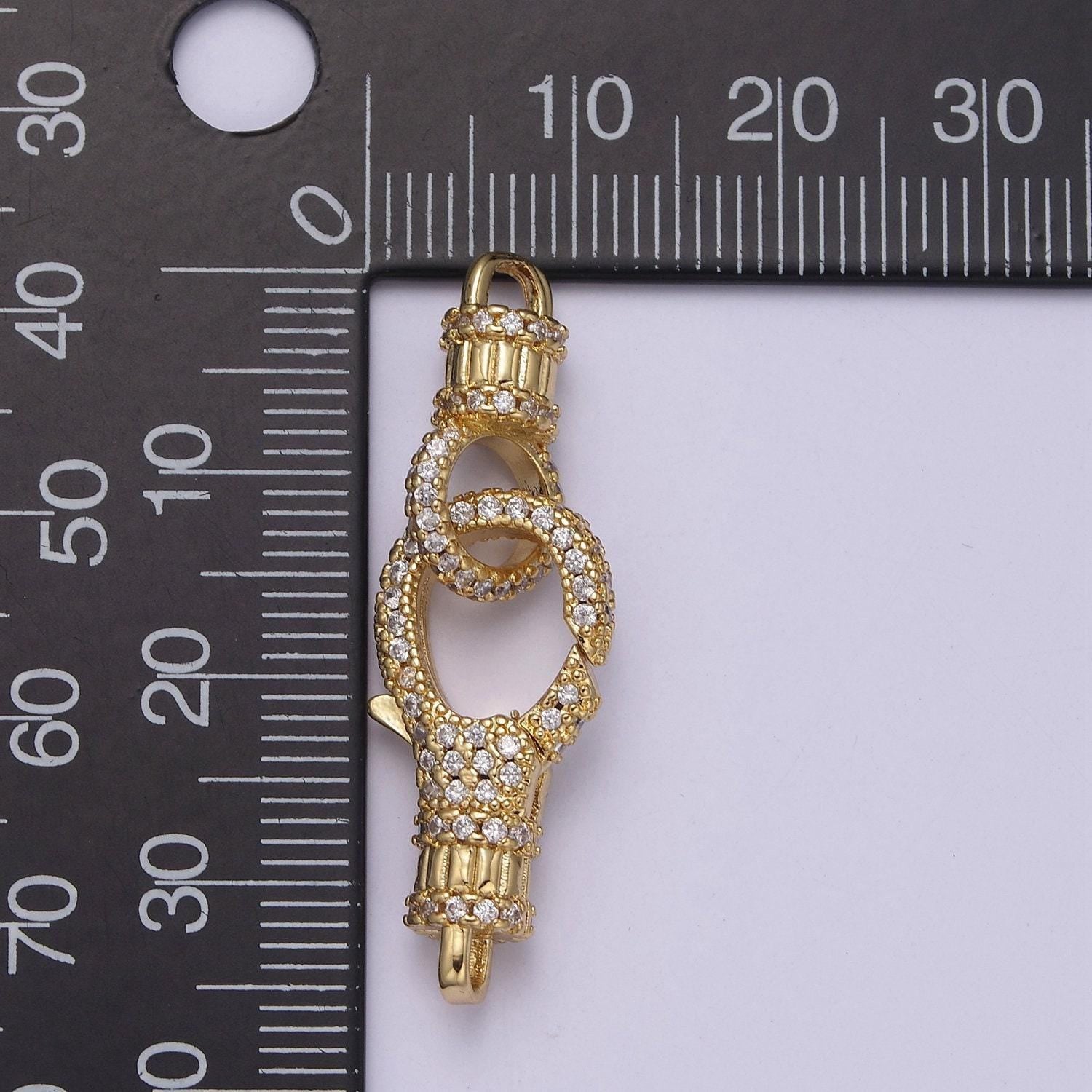 Wholesale clear micro pave cz lobster claw clasps gold with clear cz silver parrot clasp for necklace bracelet enhancer k-756