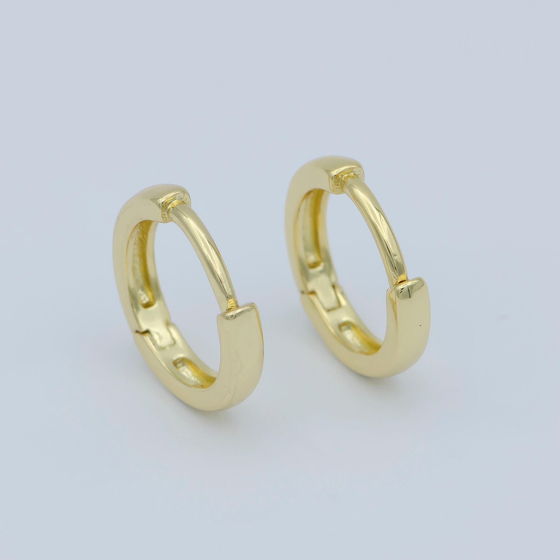 Dainty 12.6mm huggie earring, 24k gold filled hoop huggie for minimalist jewelry component everday wear perfect gift for her, p-263