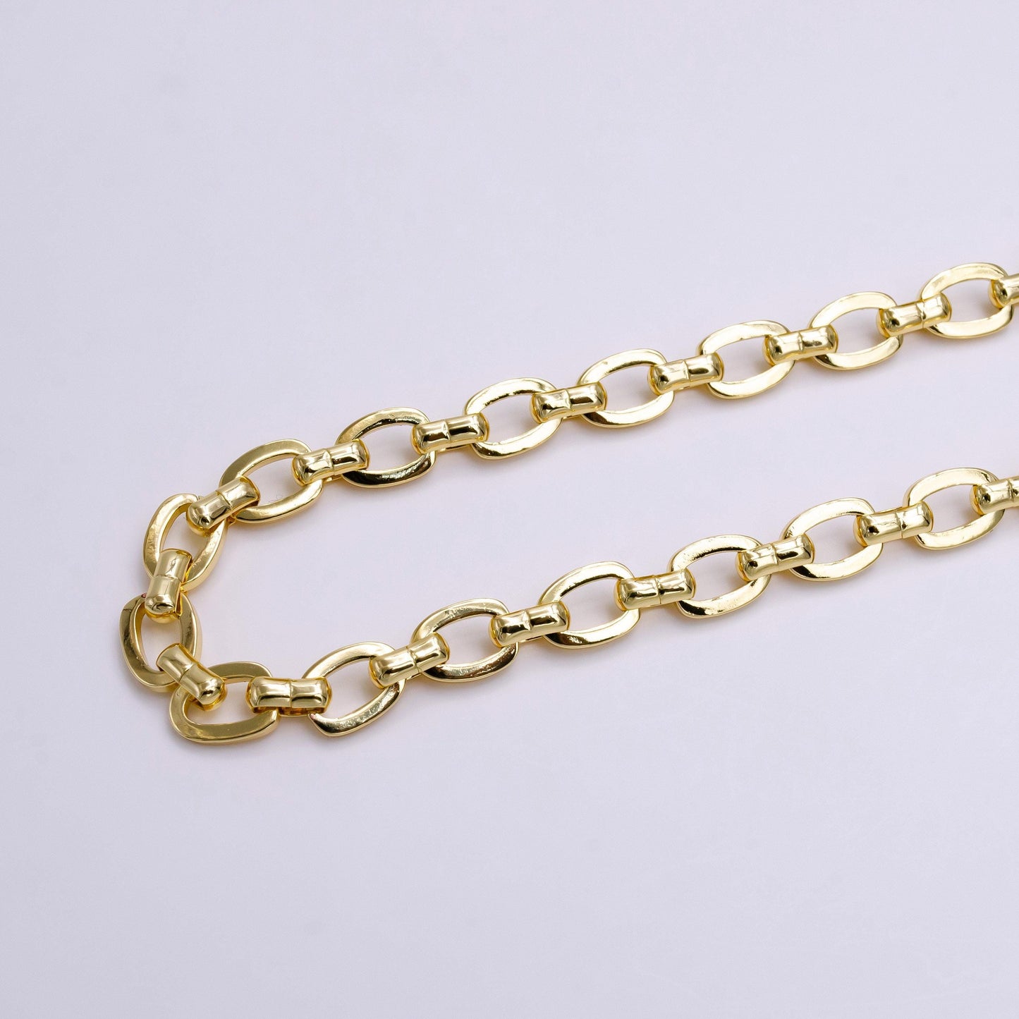 24k gold filled bold chain 7mm cable boxy link chunky statement unfinished chain for jewelry making | roll-1376