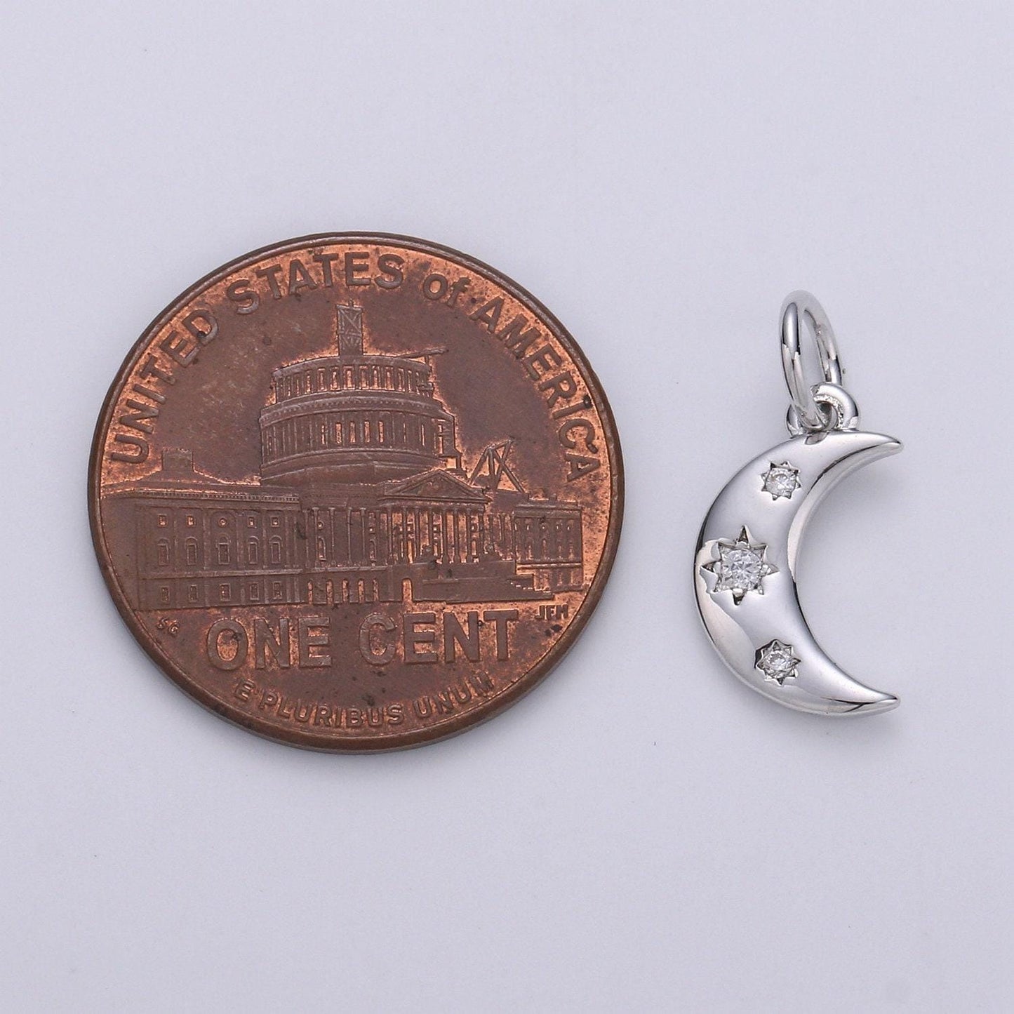 Gold  crescent moon charm cz micro pave, crescent moon pendant, crescent moon bracelet, cubic zirconia charm silver crescent charm,d-132-133