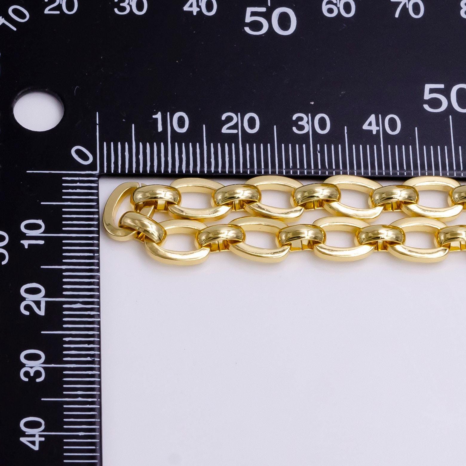 24k gold filled bold chain 7mm cable boxy link chunky statement unfinished chain for jewelry making | roll-1376