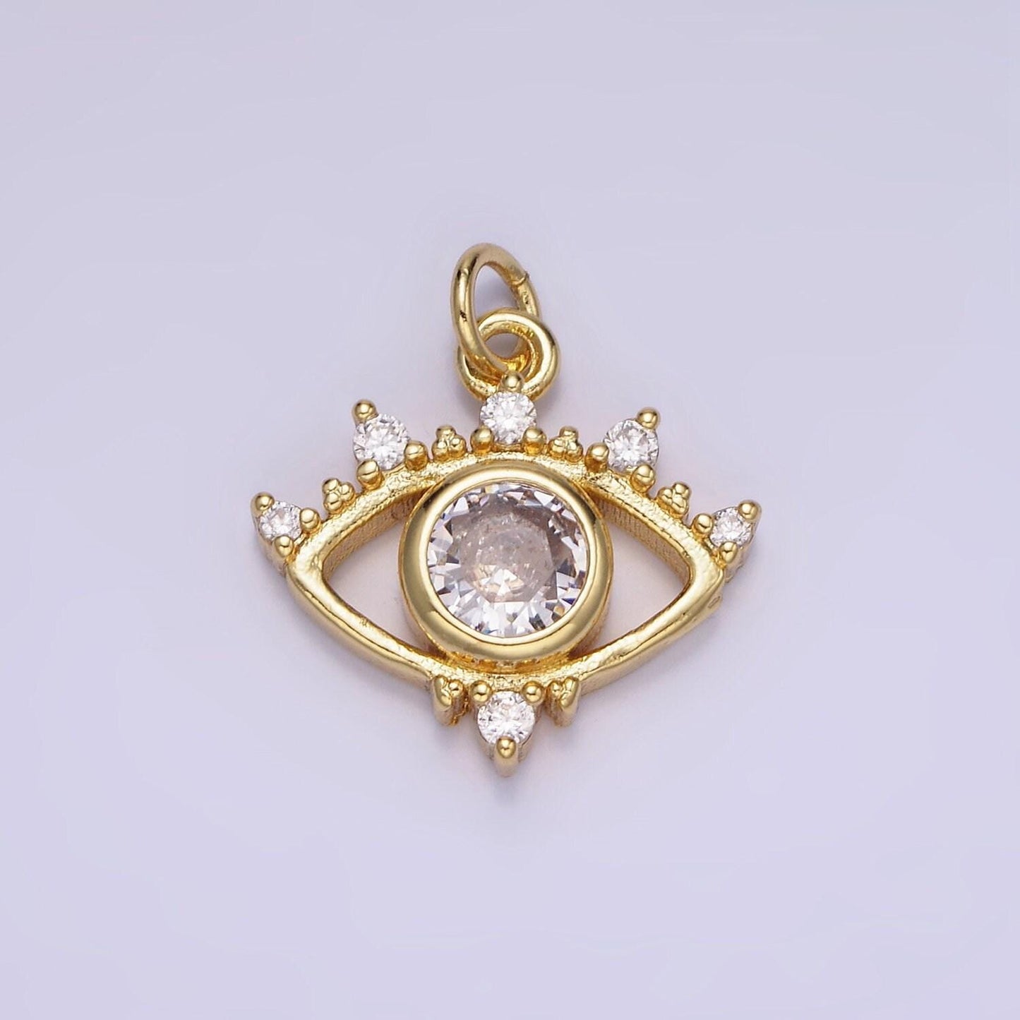 14k gold filled 20mm clear cz open evil eye charm | ag641