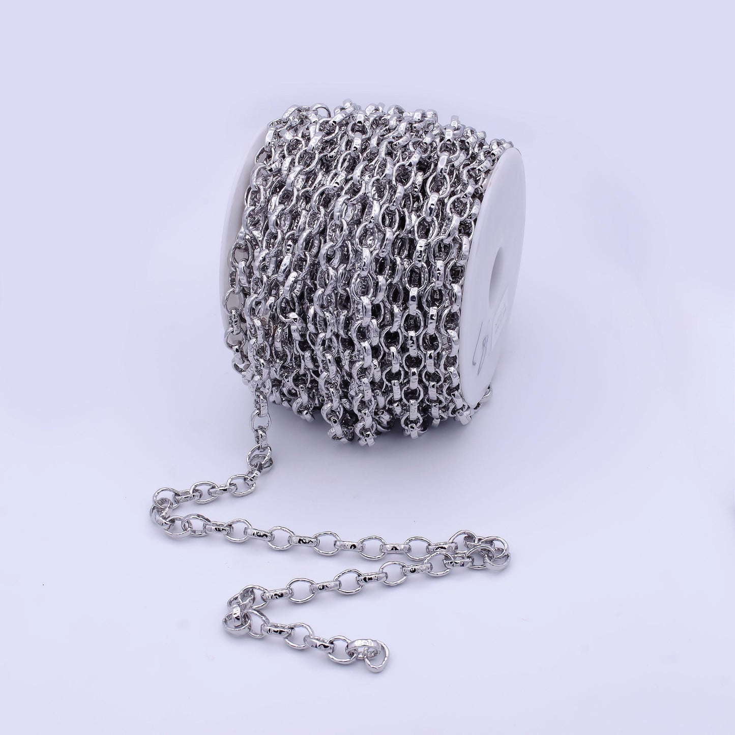 24k gold/white gold filled chunky oval cable link by yard, bold gold silver chain bulk wholesale for statement jewelry | roll-795, -796
