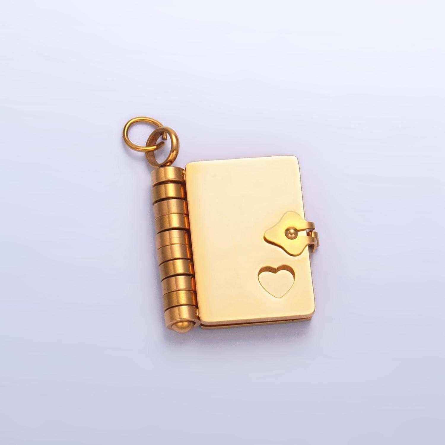 Dainty gold diary charm open book charm engravable blank paper charm for personalized message jewelry p-1324