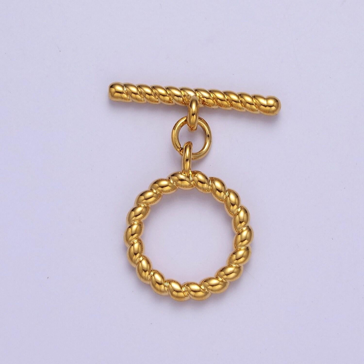 Gold round toggle clasp, bracelet necklace jewelry clasps, 24k gold filled ot clasp l-713