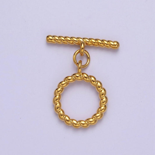 Gold round toggle clasp, bracelet necklace jewelry clasps, 24k gold filled ot clasp l-713