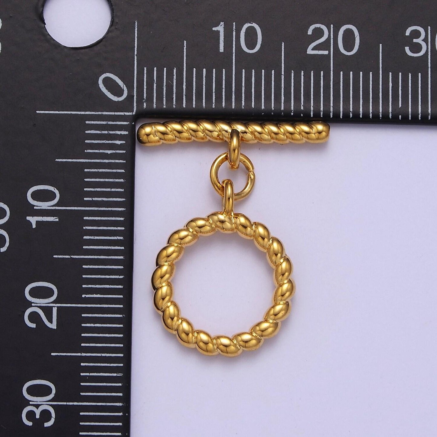 Gold round toggle clasp, bracelet necklace jewelry clasps, 24k gold filled ot clasp l-713