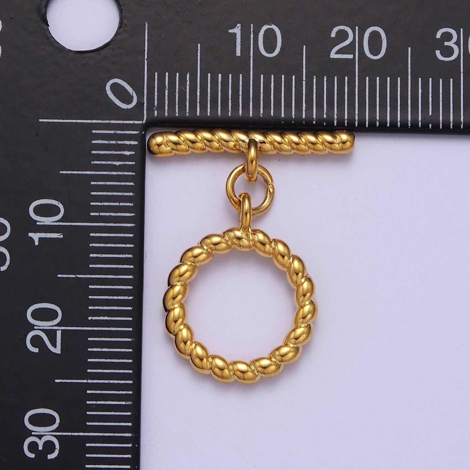 Gold round toggle clasp, bracelet necklace jewelry clasps, 24k gold filled ot clasp l-713