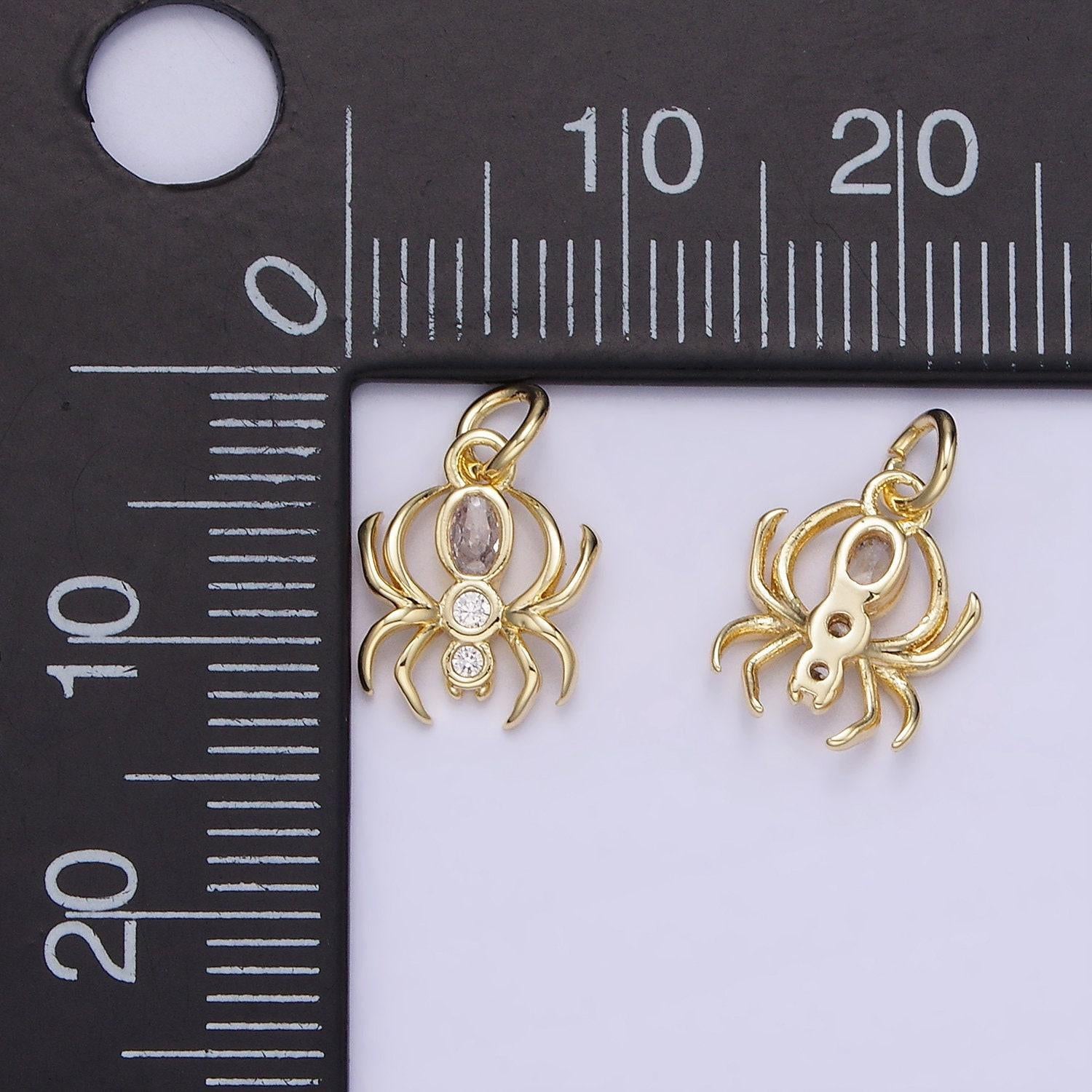 14k gold filled cz black widow spider insect animal charm | ag-746