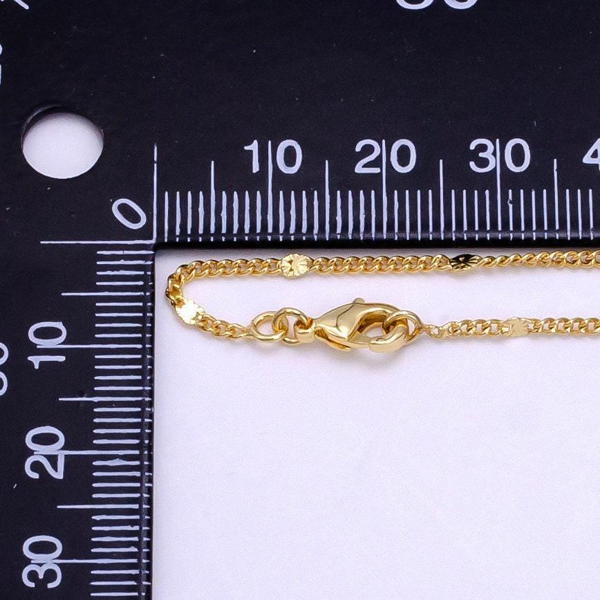 14k gold filled flat sunburst curb chain necklace 19.5 inch necklace for jewelry making supply wa2435