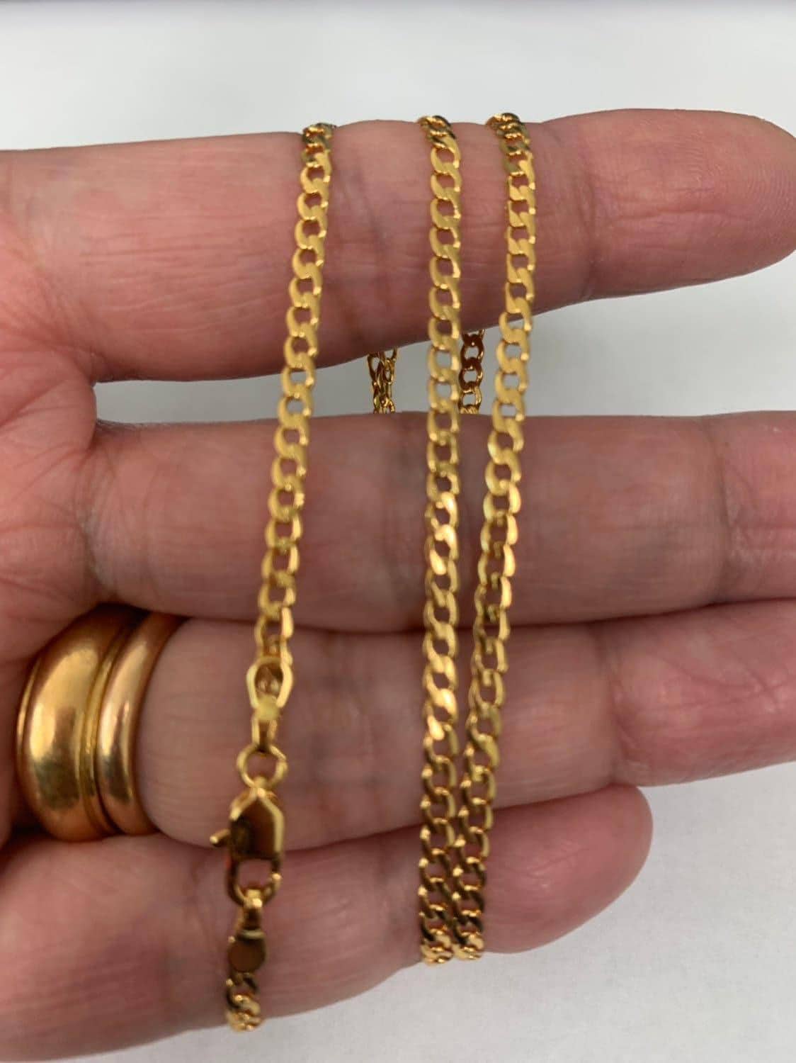 1pc 17.8'' ready to use 24k gold cuban curb necklace chain, layering curb chain necklace, lobster clasp, width is 1.9mm,ch- 832