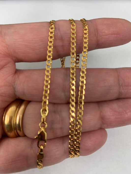 1pc 17.8'' ready to use 24k gold cuban curb necklace chain, layering curb chain necklace, lobster clasp, width is 1.9mm,ch- 832