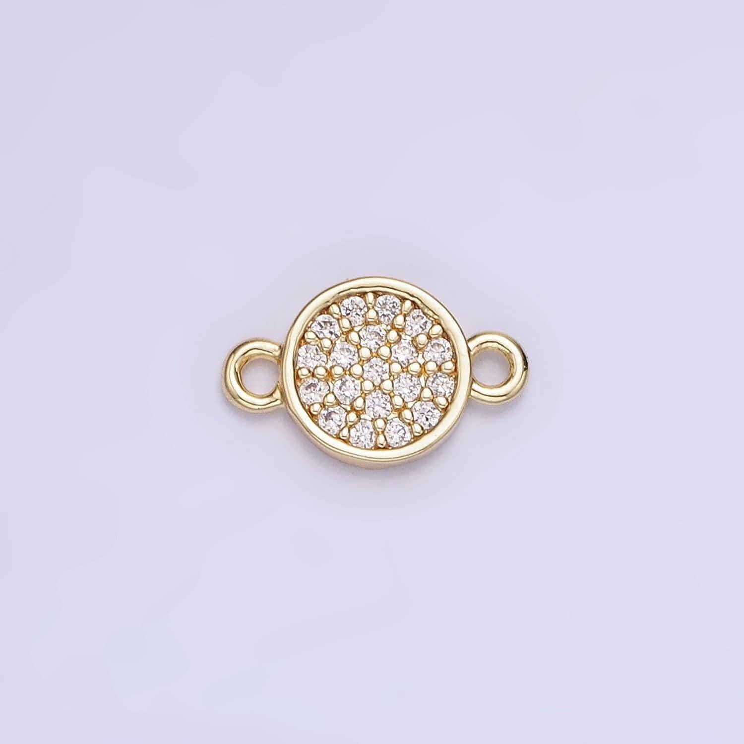 Mini 14k gold filled round charm connector cz micro pave, disc connector micro pave link connector for bracelet necklace supply g291