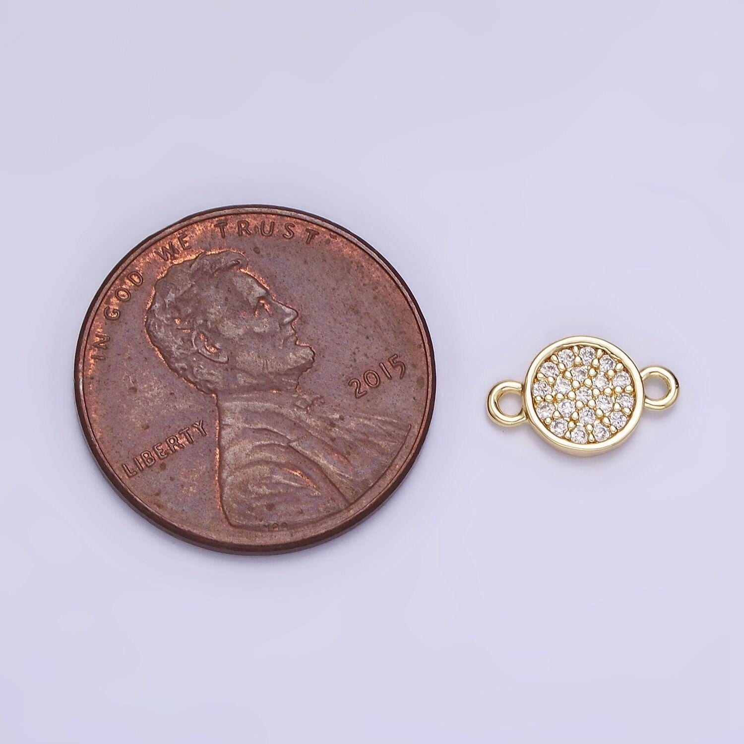 Mini 14k gold filled round charm connector cz micro pave, disc connector micro pave link connector for bracelet necklace supply g291