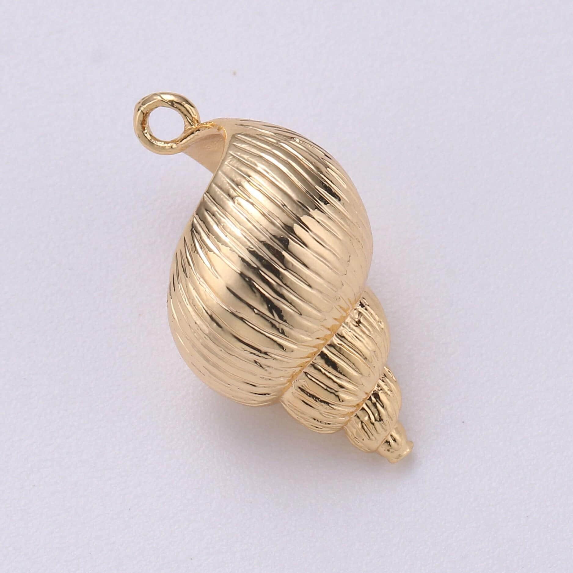 Gold fill conch shell, crown conch, shell, ocean, beach, sea, diy necklace bracelet charm pendant findings bead connector for jewelry make