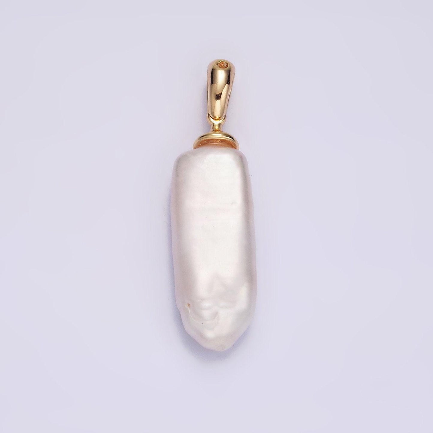14k gold filled 37.5mm shell pearl long stick pendant dangle charm for minimalist necklace jewelry component | aa728