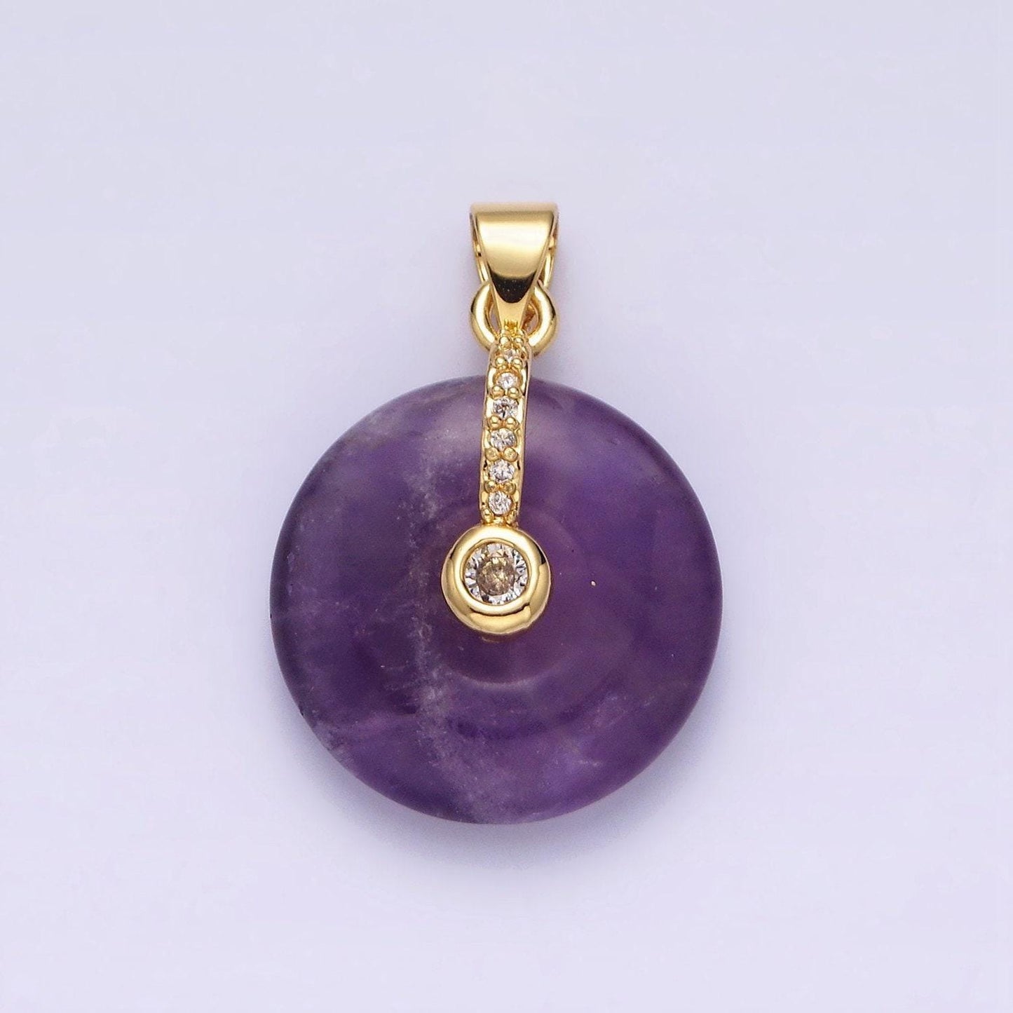 14k gold filled amethyst clear cz dangle micro paved pendant | aa540