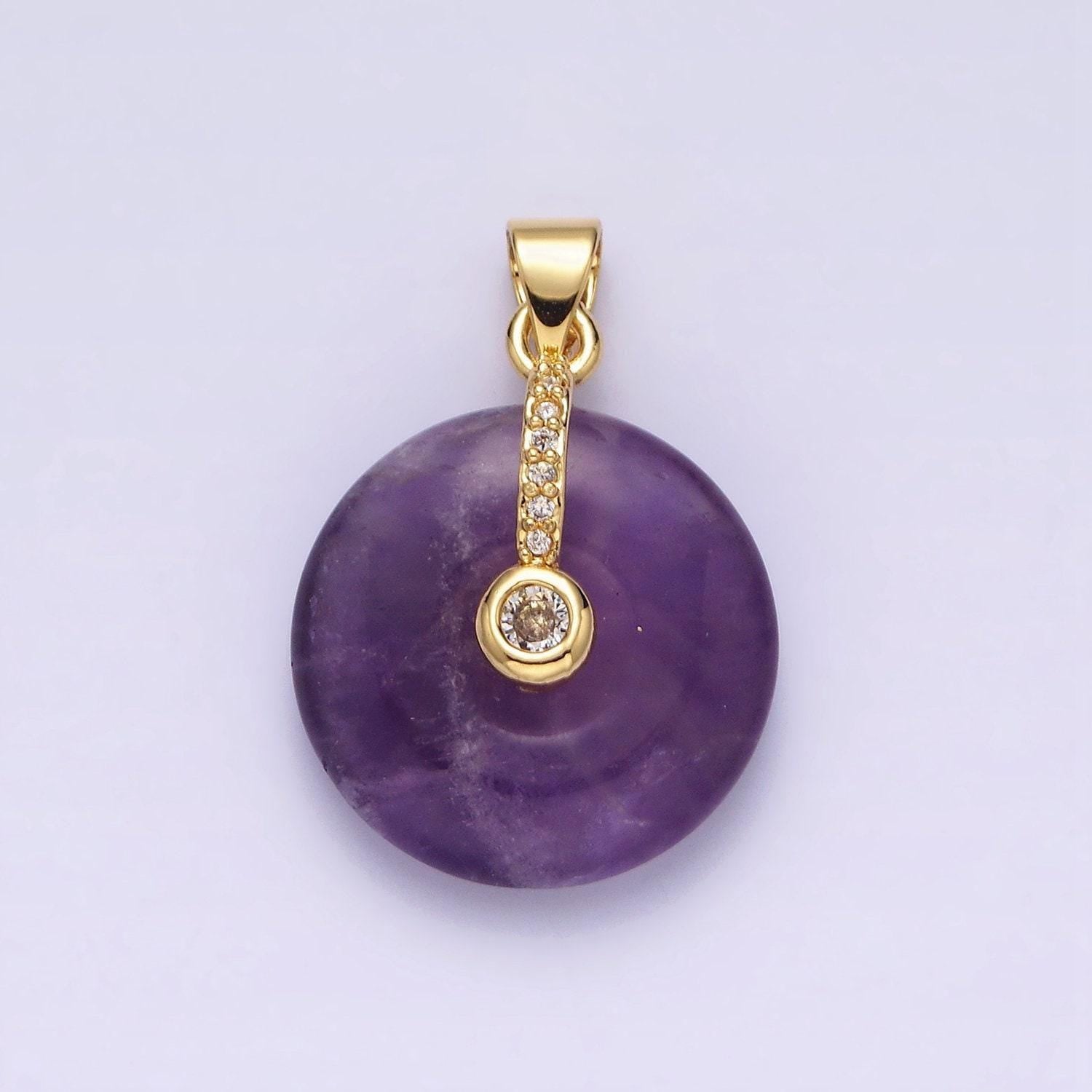 14k gold filled amethyst clear cz dangle micro paved pendant | aa540
