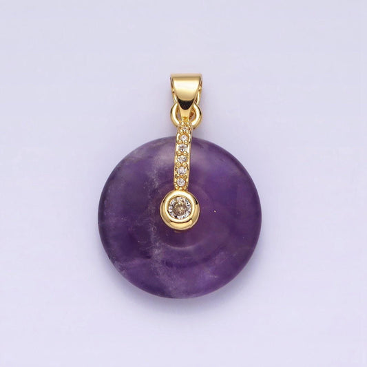 14k gold filled amethyst clear cz dangle micro paved pendant | aa540