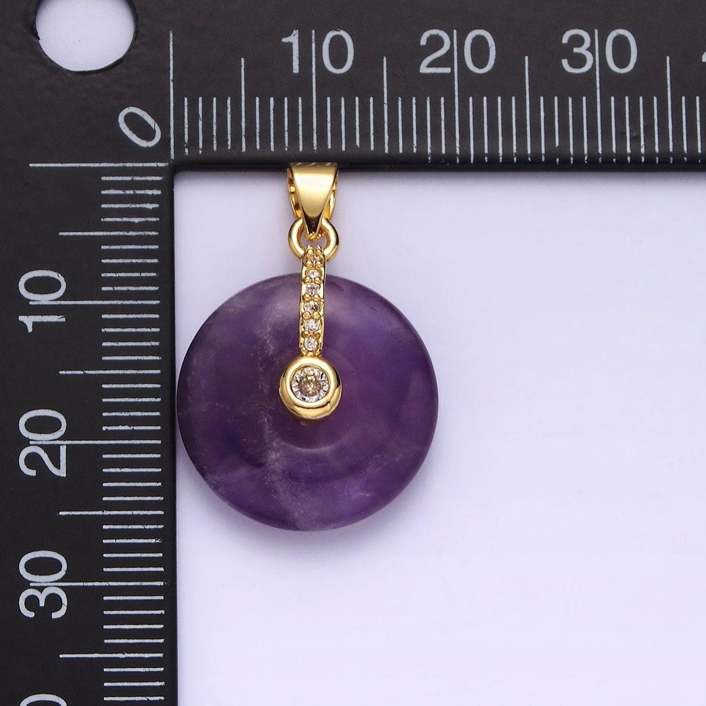 14k gold filled amethyst clear cz dangle micro paved pendant | aa540