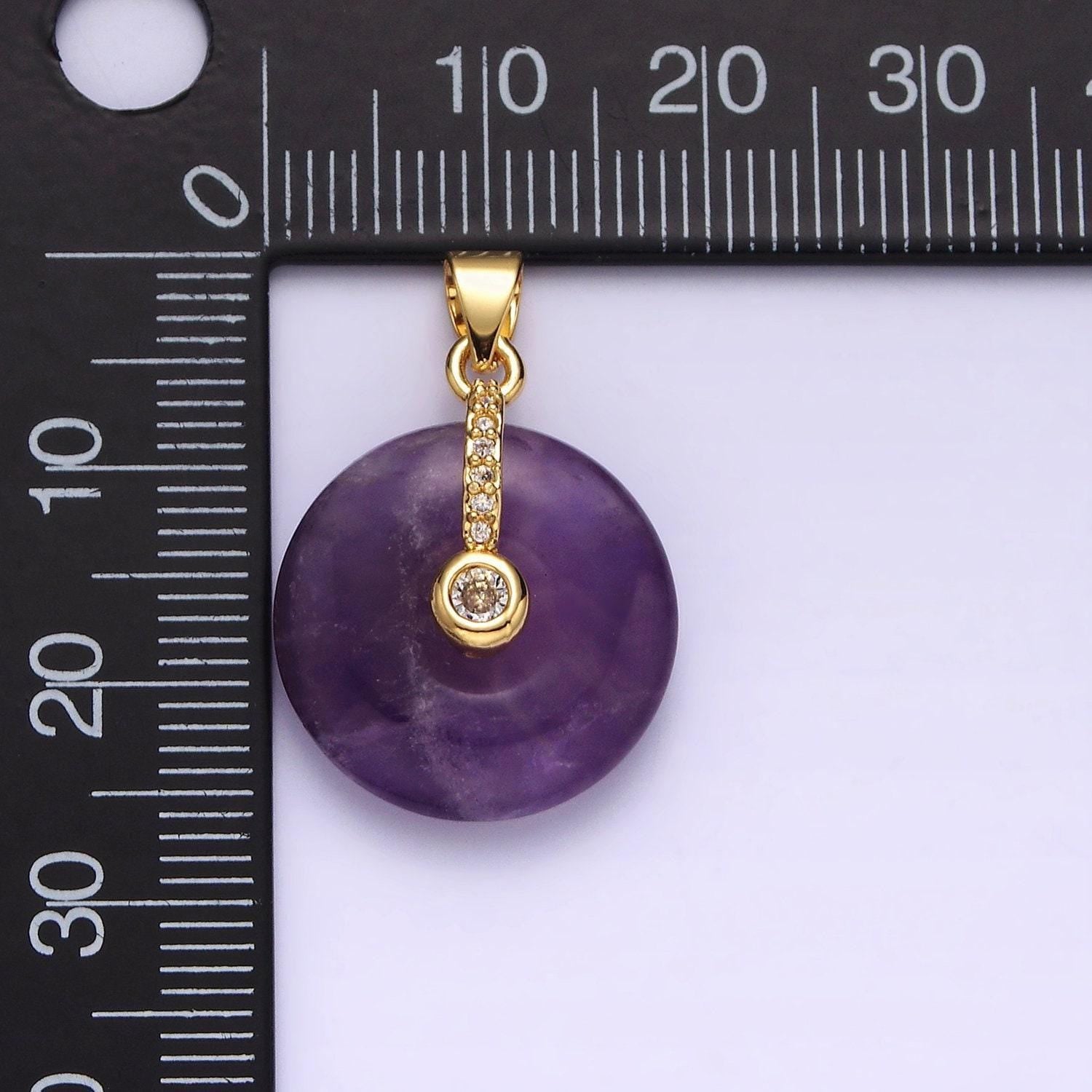 14k gold filled amethyst clear cz dangle micro paved pendant | aa540