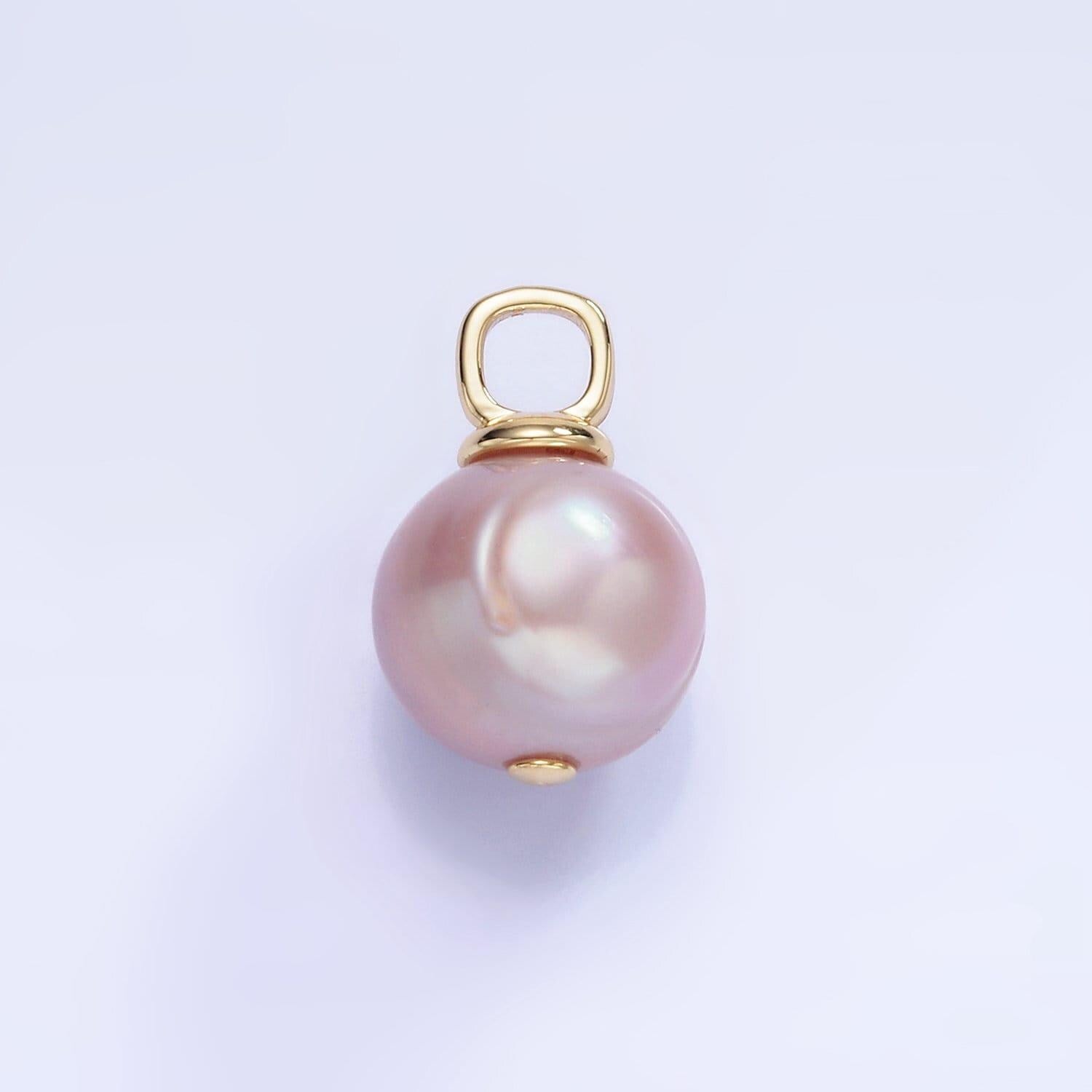 14k gold filled 18mm purple freshwater pearl square bail drop pendant | p-1720