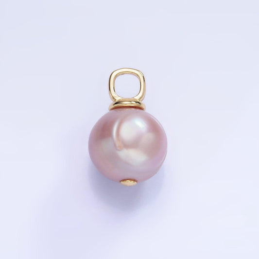 14k gold filled 18mm purple freshwater pearl square bail drop pendant | p-1720