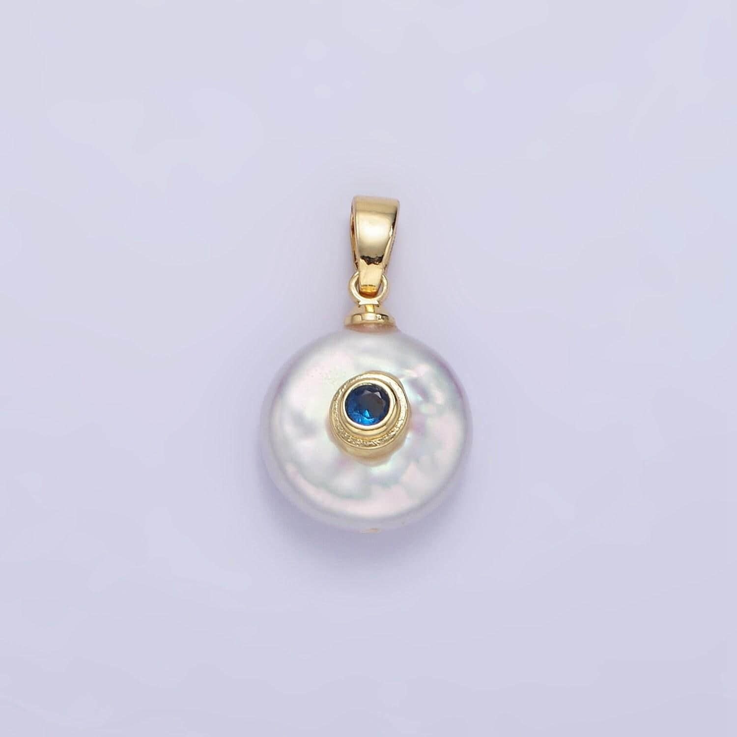 Freshwater pearl pendant cz freeform pearl round oval cz charms for bracelets necklace jewelry with clear, blue cz stone for wedding jewelry