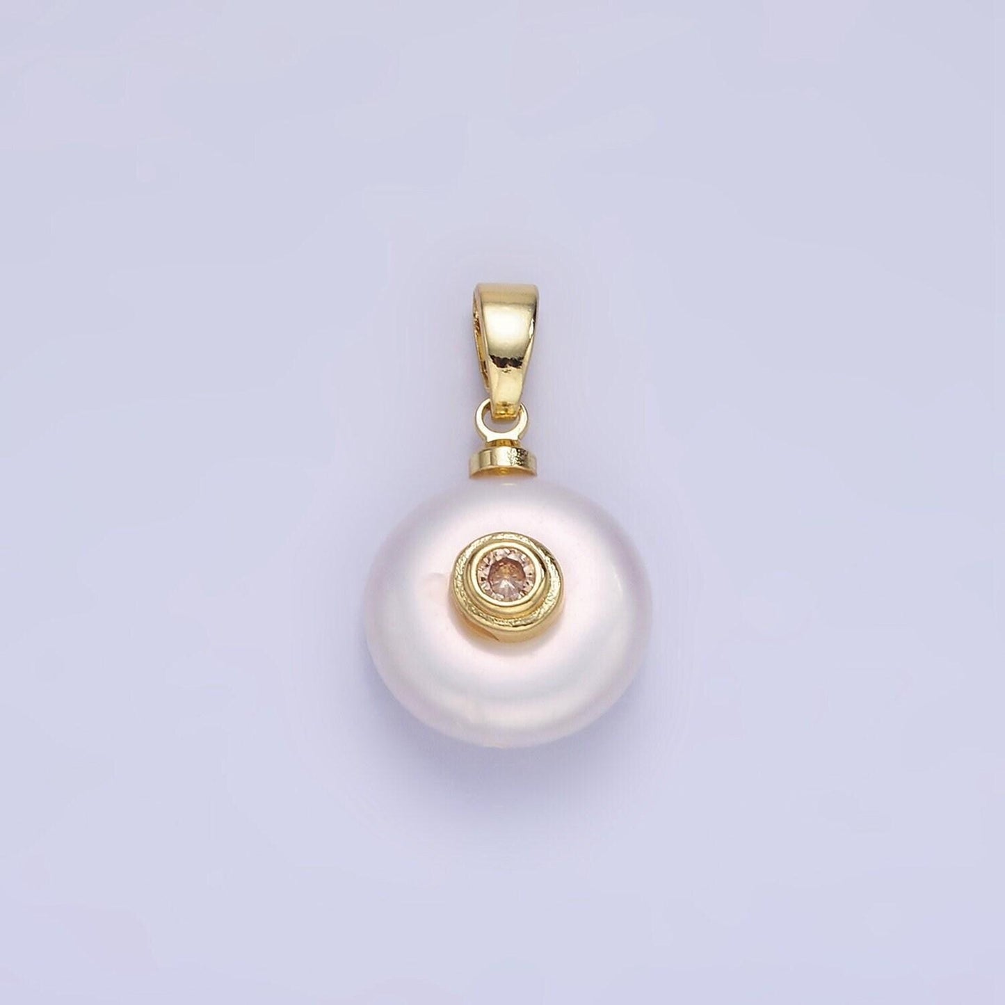 Freshwater pearl pendant cz freeform pearl round oval cz charms for bracelets necklace jewelry with clear, blue cz stone for wedding jewelry