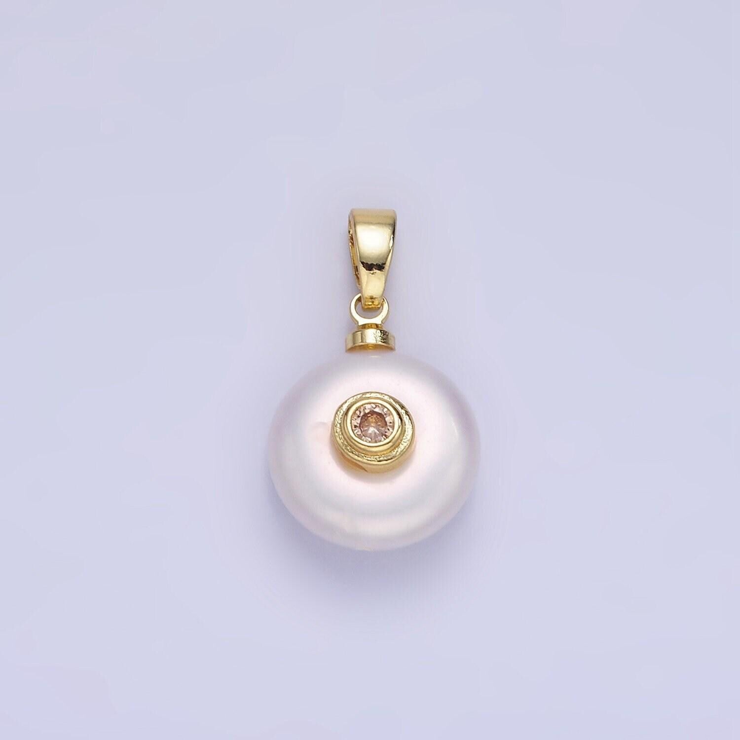 Freshwater pearl pendant cz freeform pearl round oval cz charms for bracelets necklace jewelry with clear, blue cz stone for wedding jewelry