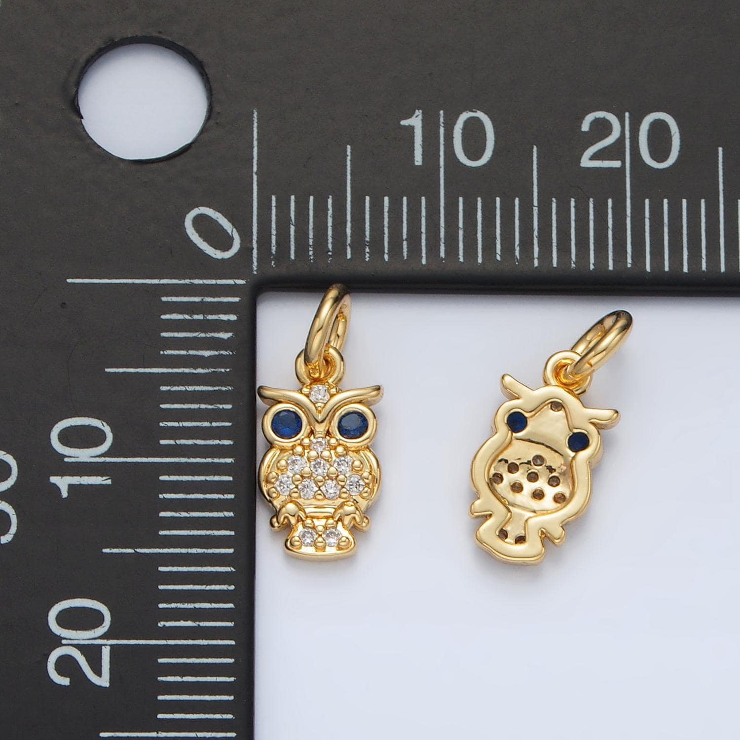 Mini gold owl charm tiny bird charm for bracelet earring necklace component e010