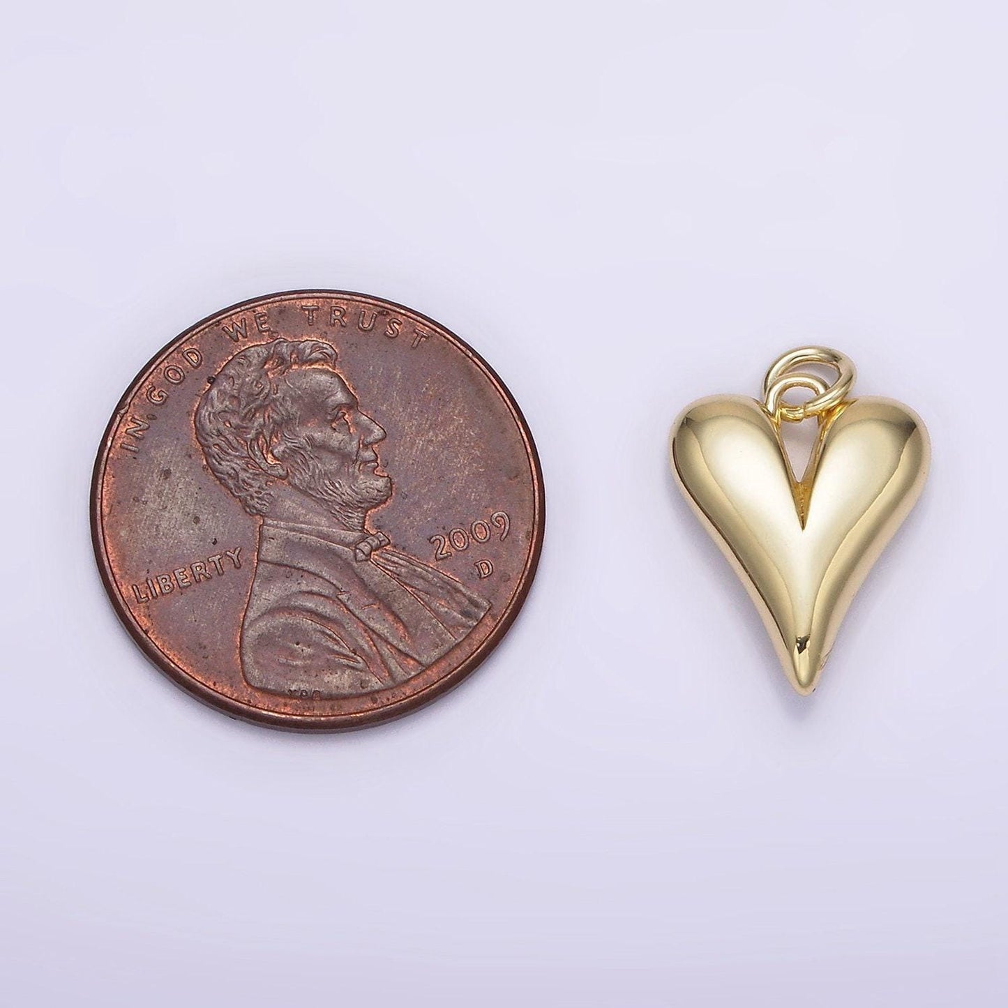 14k gold filled 16mm long puffed minimalist heart charm | ag196