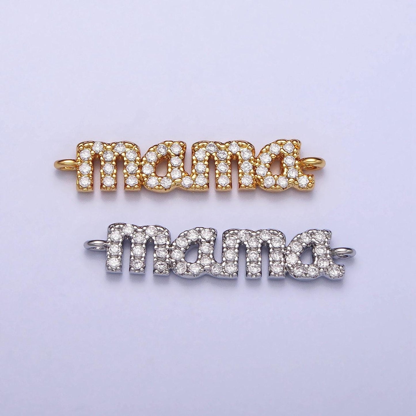 Mini cubic mama charm connector gold plated mama script link connector for bracelet necklace, mother's day mom's birthday gift idea y-856