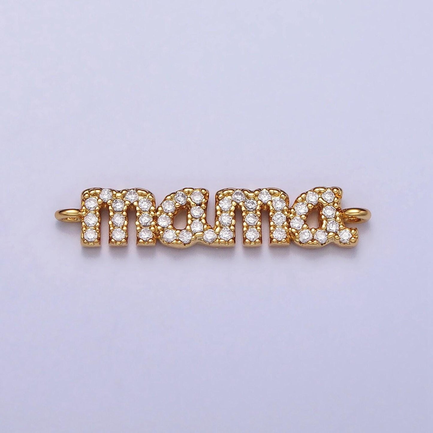 Mini cubic mama charm connector gold plated mama script link connector for bracelet necklace, mother's day mom's birthday gift idea y-856