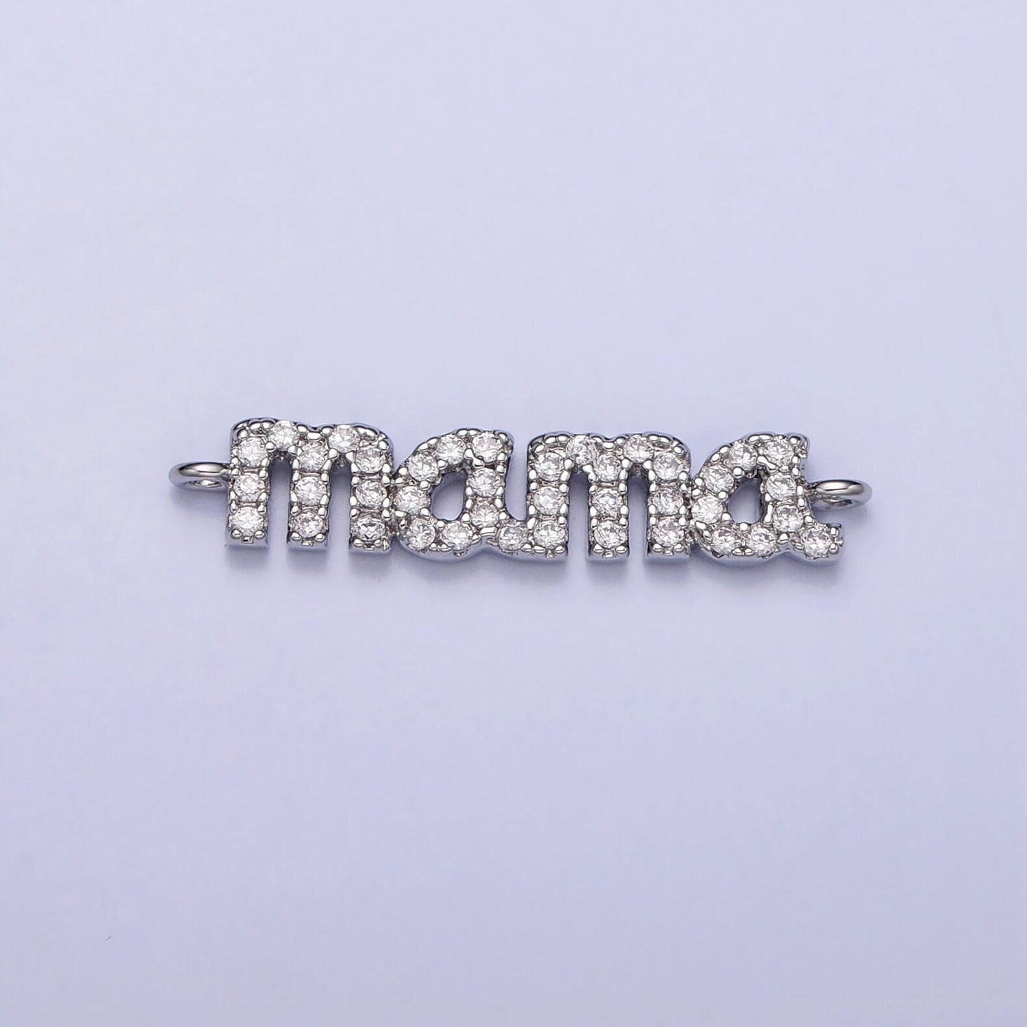 Mini cubic mama charm connector gold plated mama script link connector for bracelet necklace, mother's day mom's birthday gift idea y-856