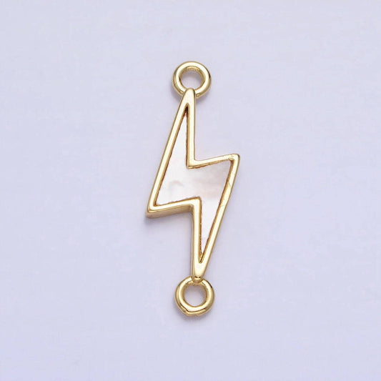 Small pearl bolt connector 2 loop gold filled thunder charm connector for necklace bracelet component handmade jewelry gift y-839