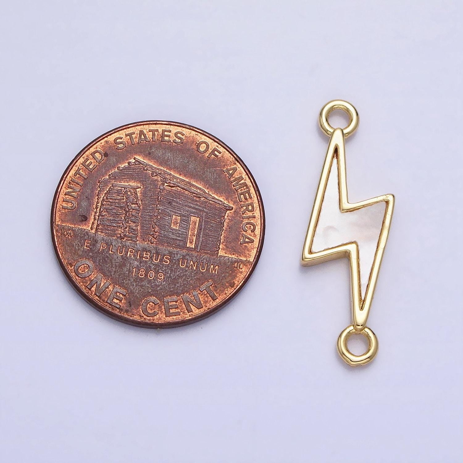 Small pearl bolt connector 2 loop gold filled thunder charm connector for necklace bracelet component handmade jewelry gift y-839