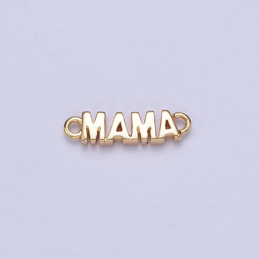 Dainty mama charm connector, 16k gold filled mama script link connector for bracelet necklace, mother's day mom's birthday gift idea | g-709