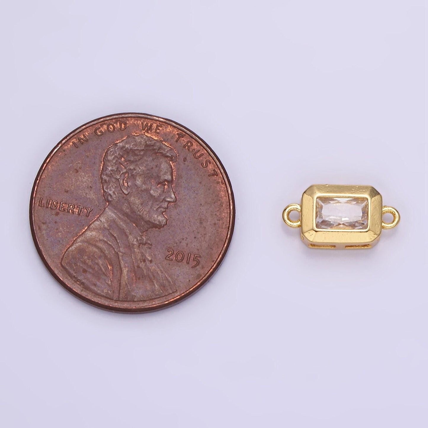 Rectangle cz charm connector in 14k gold filled for bracelet necklace link connector supply jewelry making g310