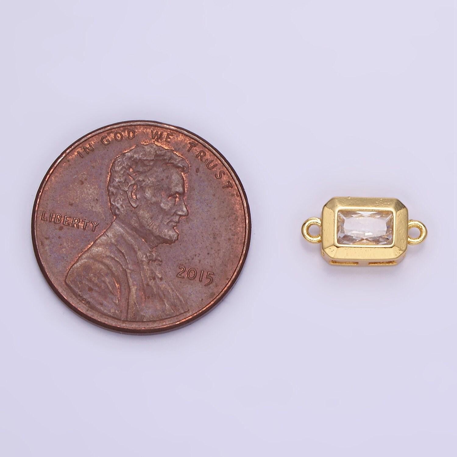 Rectangle cz charm connector in 14k gold filled for bracelet necklace link connector supply jewelry making g310