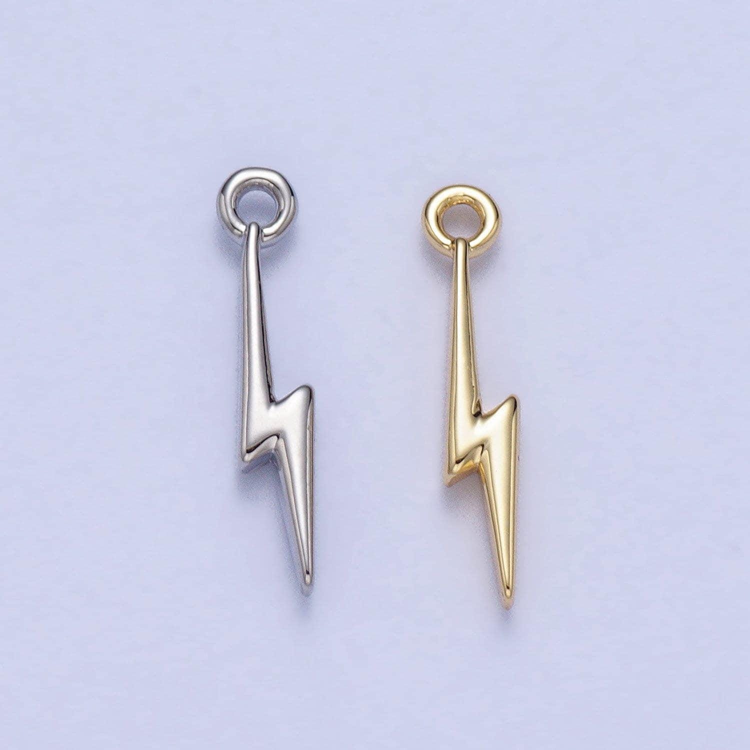 1x mini lightning bolt charms gold / silver bolt wizard charm,thunder pendant small charm for necklace bracelet earring supply ac052