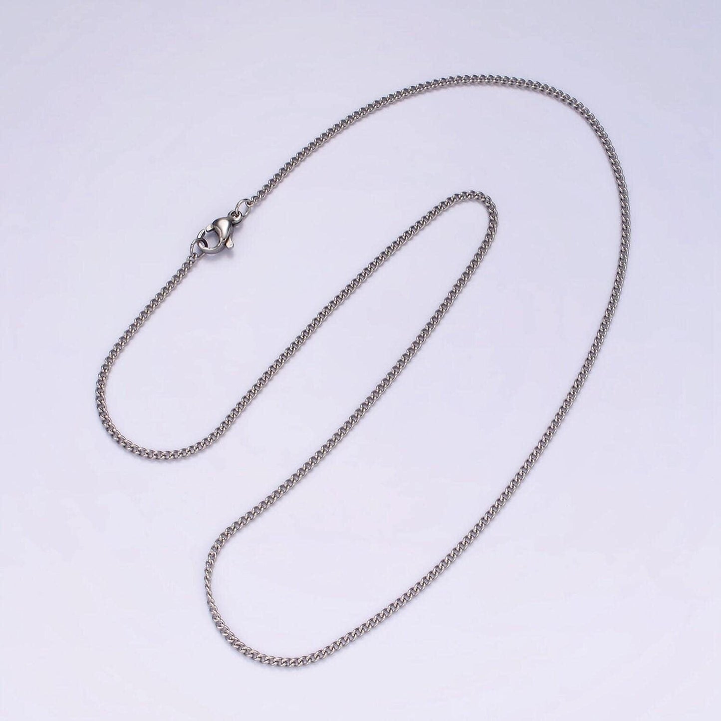 Stainless steel 1.5mm curb chain 18 inch layering necklace | wa-2274