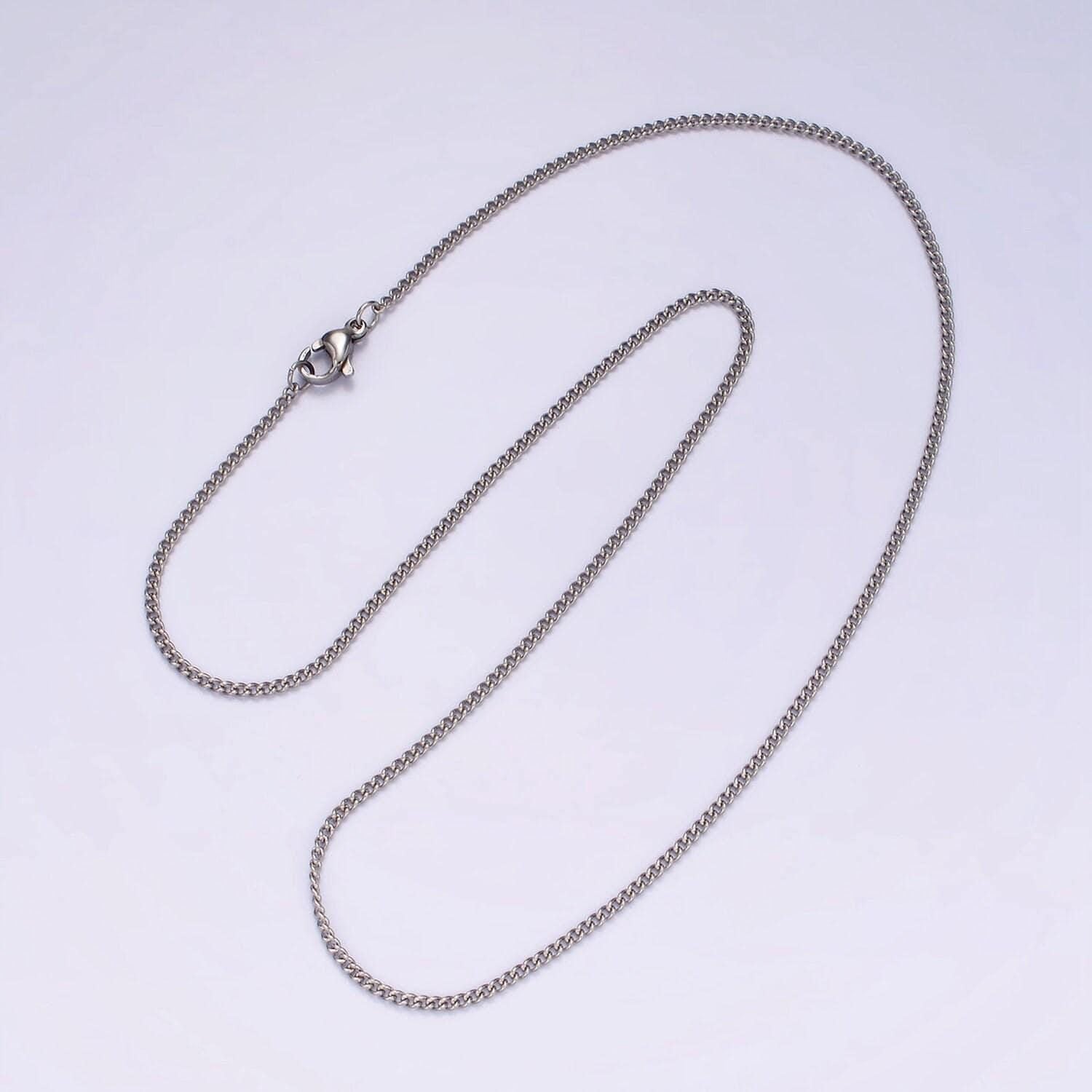 Stainless steel 1.5mm curb chain 18 inch layering necklace | wa-2274