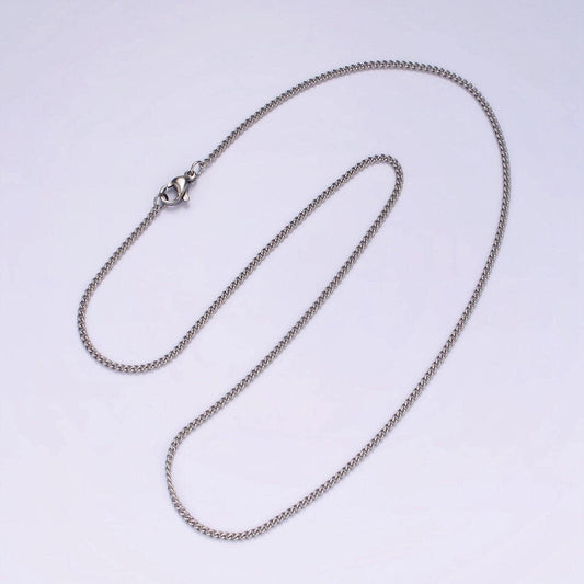 Stainless steel 1.5mm curb chain 18 inch layering necklace | wa-2274