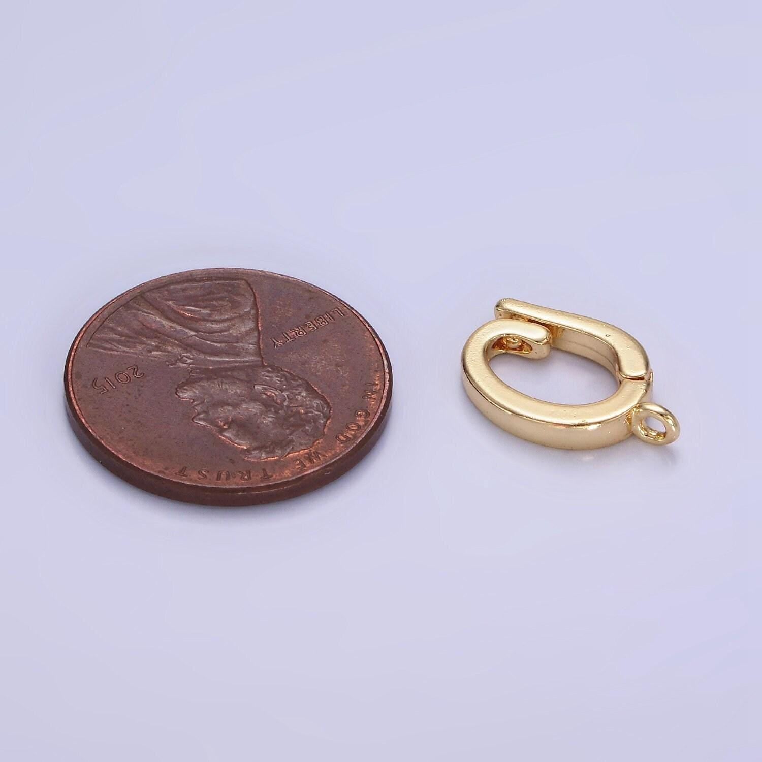 Oval removable bail, gold charm enhancer clasp, pendant bail clasp, necklace making oval snap lock z697