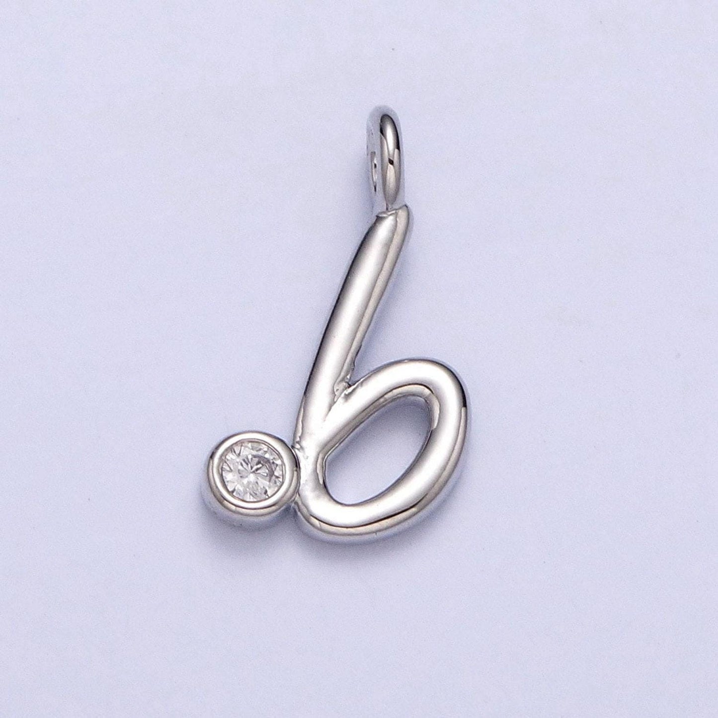 Dainty silver lower case initial letter alphabet charm pendant small cursive charm font simple minimalist personalized jewelry
