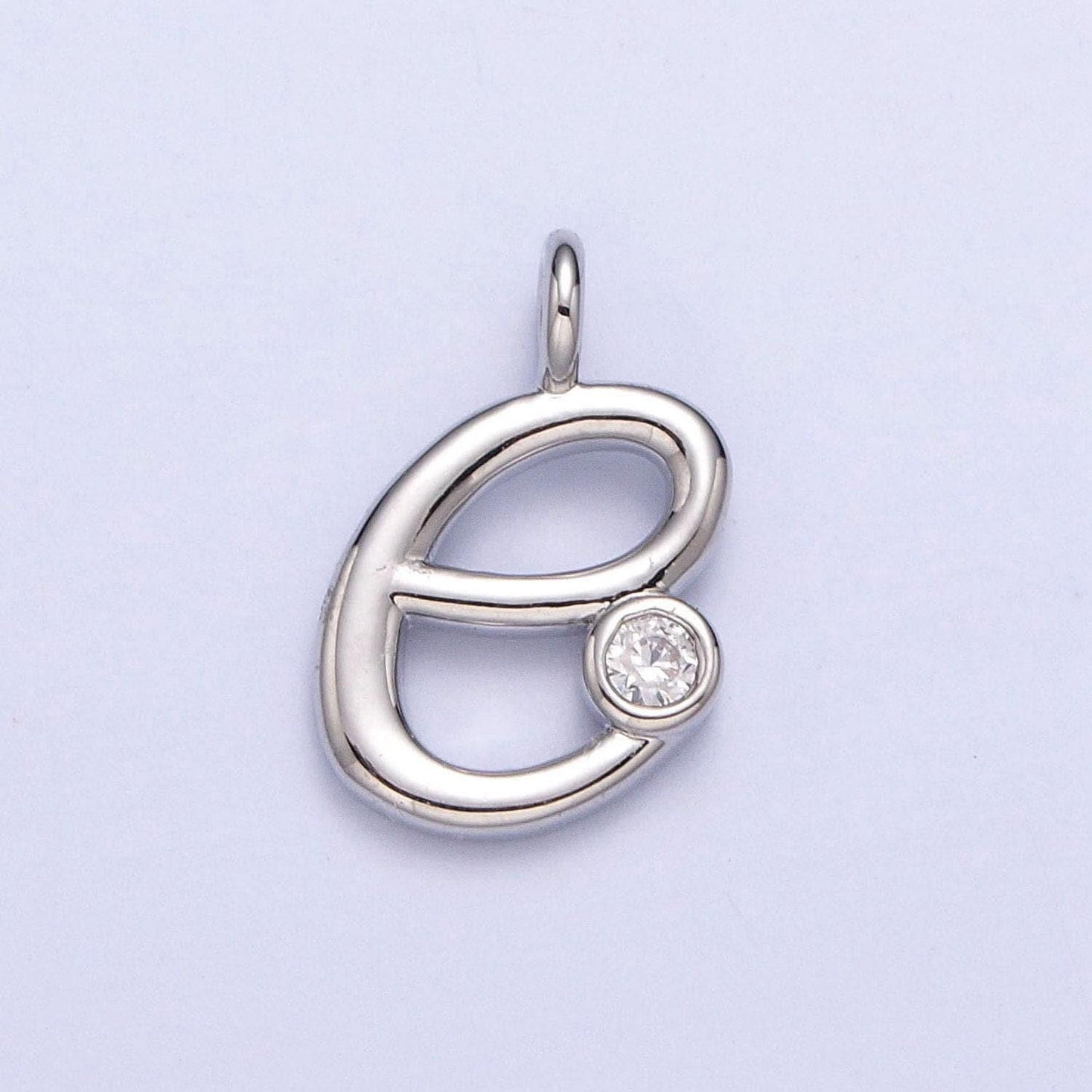 Dainty silver lower case initial letter alphabet charm pendant small cursive charm font simple minimalist personalized jewelry