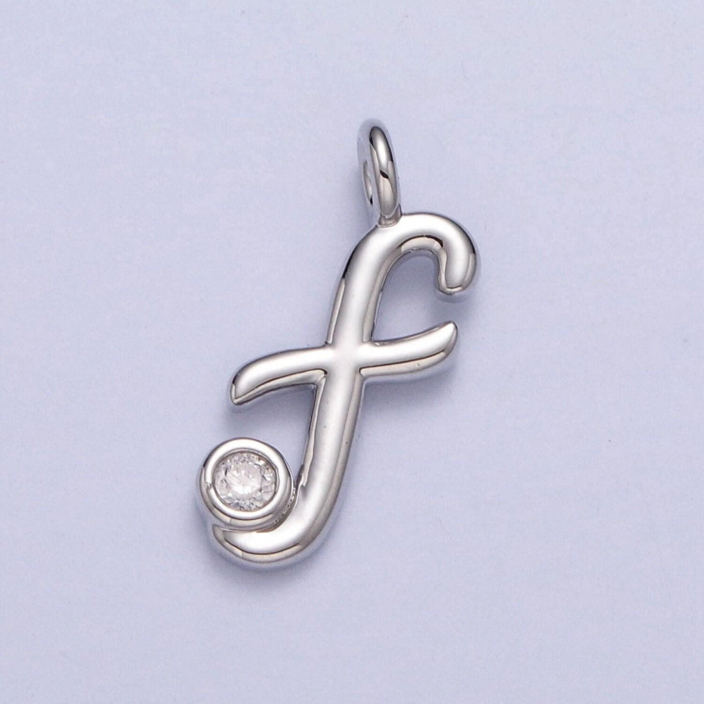 Dainty silver lower case initial letter alphabet charm pendant small cursive charm font simple minimalist personalized jewelry